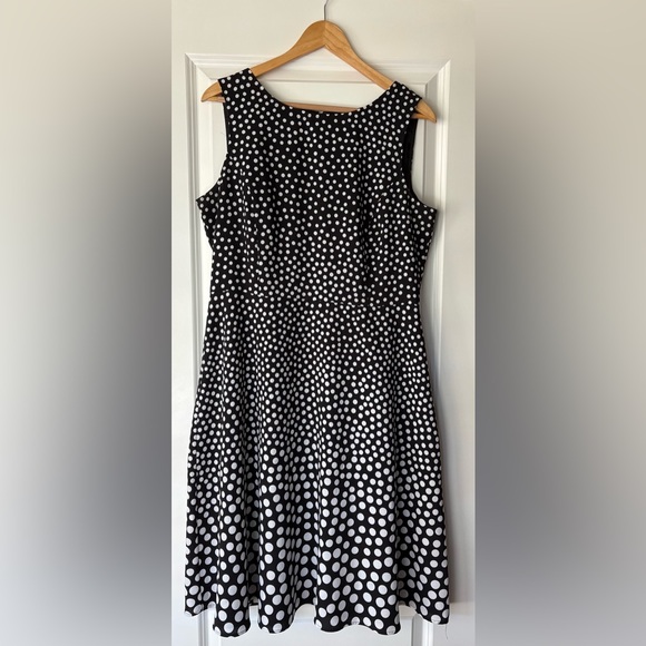 Talbots Dresses & Skirts - Talbots Black/White Polka Dot Fit and Flare Dress size 14